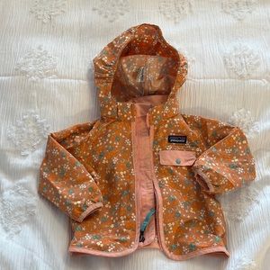 Patagonia Kids Floral Raincoat - Orange and Pink